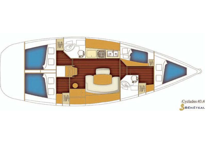Book yachts online - sailboat - BENETEAU  Cyclades 43.4 2008/REFIT 2019 - SAPPHIRE - rent