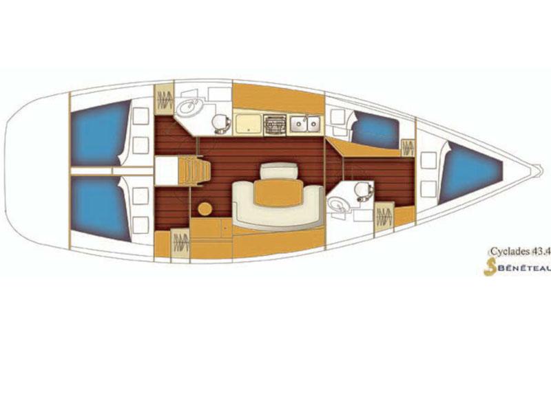 Book yachts online - sailboat - BENETEAU  Cyclades 43.4 2008/REFIT 2019 - SAPPHIRE - rent