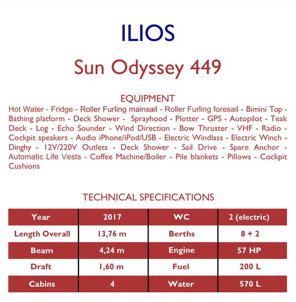 Book yachts online - sailboat - Sun Odyssey 449 - Ilios - Standard line - rent