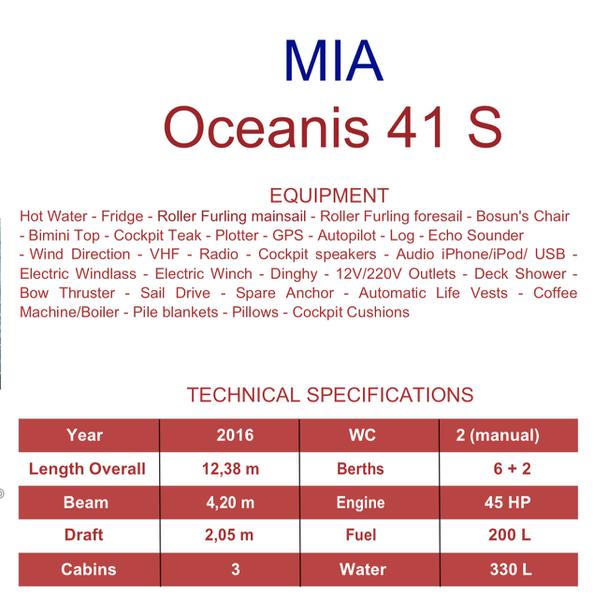 Book yachts online - sailboat - Oceanis 41 Style - Mia - Standard line - rent