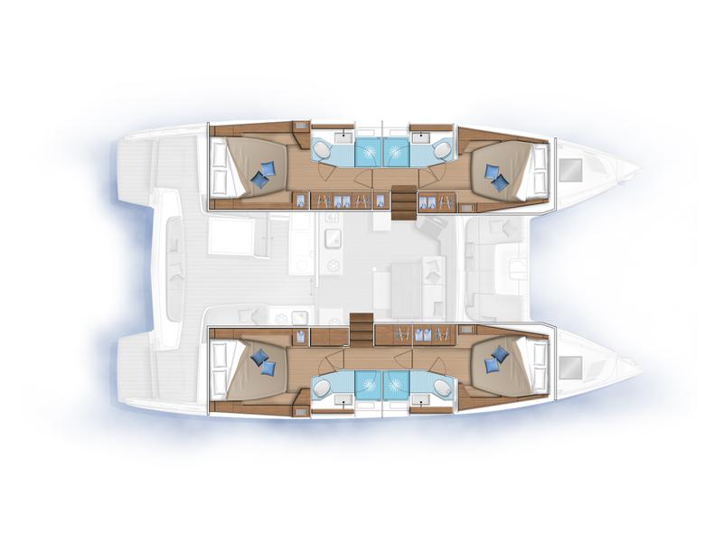 Book yachts online - catamaran - Lagoon 46 (2020) equipped with generator, A/C (saloon+cabins), ice maker, microwave oven, dishwasher - HANGOVER - rent