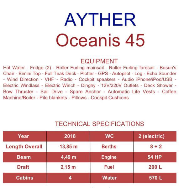 Book yachts online - sailboat - Oceanis 45 - Ayther - Standard line - rent