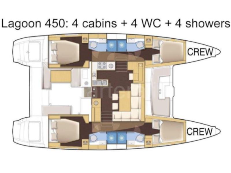 Book yachts online - catamaran - Lagoon 450 - IRIS IV (a/c-gen-watermaker-teak deck) - rent