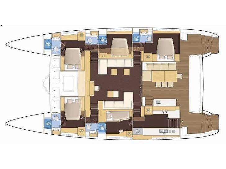 Book yachts online - catamaran - Lagoon 620 (10+3) - The Sun (GND)  (5 cab + 3 crew) (AC, WM, Generator, Inverter, Tender Lift) - rent